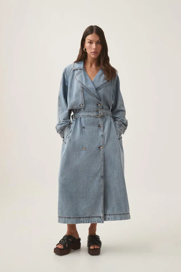 Aje Denim Zariah Denim Trench Sky Wash 8211 Women
