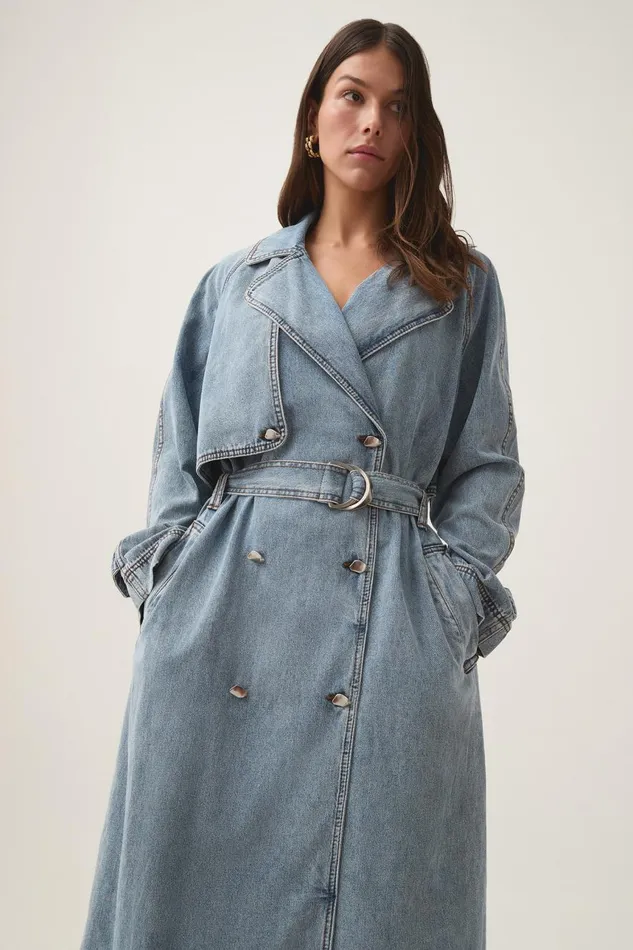 Aje Denim Zariah Denim Trench Sky Wash 8211 Women