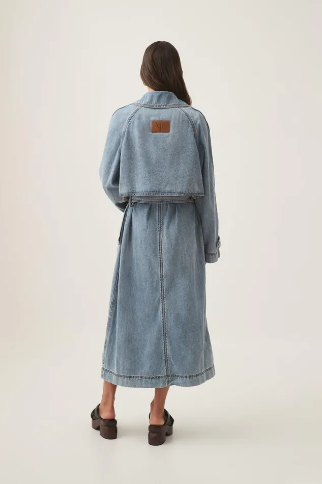 Aje Denim Zariah Denim Trench Sky Wash 8211 Women