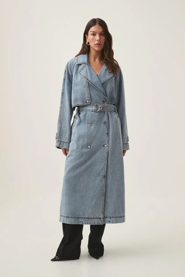 Aje Denim Zariah Denim Trench Sky Wash 8211 Women