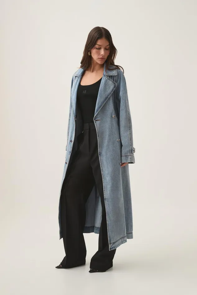 Aje Denim Zariah Denim Trench Sky Wash 8211 Women