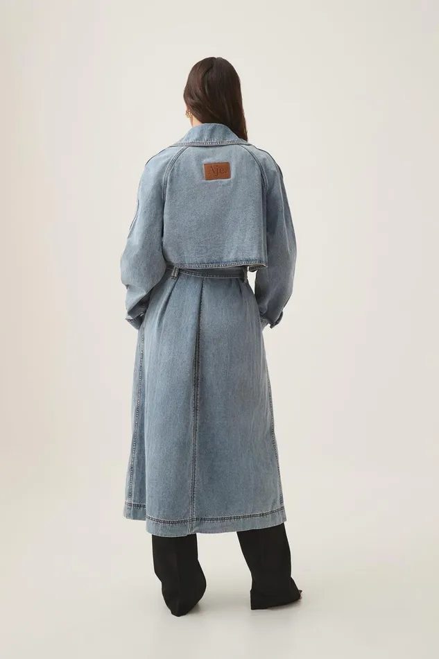 Aje Denim Zariah Denim Trench Sky Wash 8211 Women
