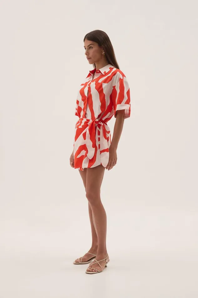 Aje Dresses Airlie Mini Shirt Dress Coral Zebra 8211 Women Aje Dresses Airlie Mini Shirt Dress Coral Zebra 8211 Women