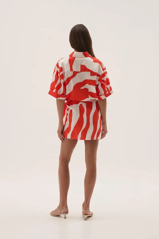 Aje Dresses Airlie Mini Shirt Dress Coral Zebra 8211 Women Aje Dresses Airlie Mini Shirt Dress Coral Zebra 8211 Women