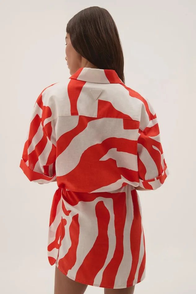 Aje Dresses Airlie Mini Shirt Dress Coral Zebra 8211 Women Aje Dresses Airlie Mini Shirt Dress Coral Zebra 8211 Women