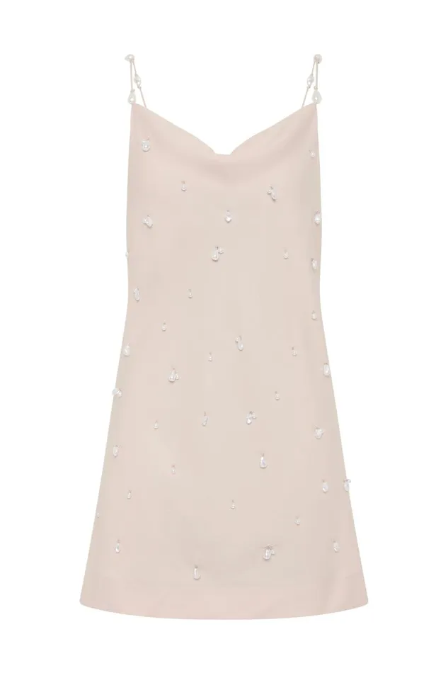 Aje Dresses Akoya Mini Dress Oatmeal 8211 Women Aje Dresses Akoya Mini Dress Oatmeal 8211 Women