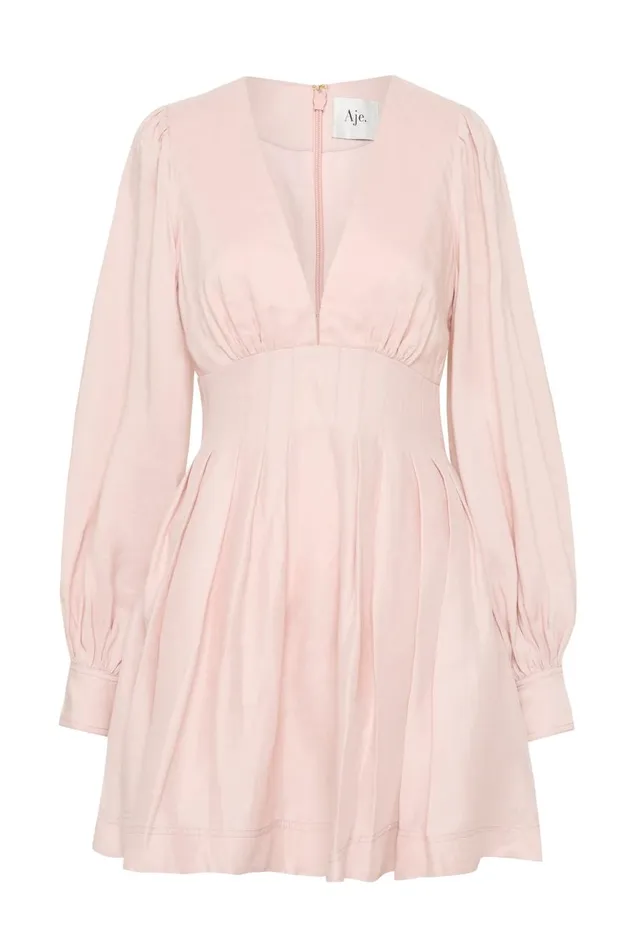 Aje Dresses Amelia Plunge Mini Dress Blush Pink 8211 Women Aje Dresses Amelia Plunge Mini Dress Blush Pink 8211 Women