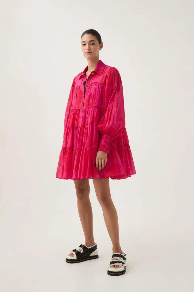 Aje Dresses Catalyst Smock Mini Dress Florescent Rose 8211 Women