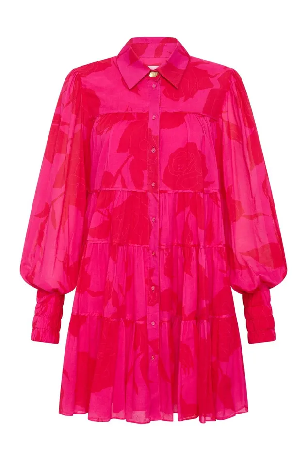 Aje Dresses Catalyst Smock Mini Dress Florescent Rose 8211 Women