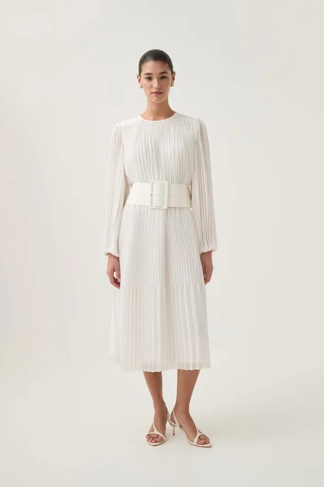 Aje Dresses Cathedra Belted Midi Dress Ivory 8211 Women