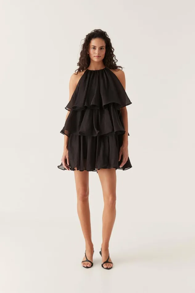 Aje Dresses Claudia Tiered Mini Dress Black 8211 Women Aje Dresses Claudia Tiered Mini Dress Black 8211 Women