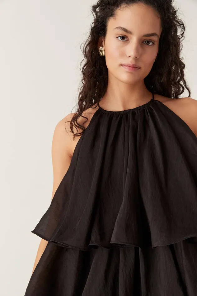 Aje Dresses Claudia Tiered Mini Dress Black 8211 Women Aje Dresses Claudia Tiered Mini Dress Black 8211 Women