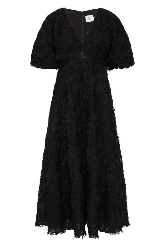 Aje Dresses Florential Textured Midi Dress Black 8211 Women Aje Dresses Florential Textured Midi Dress Black 8211 Women
