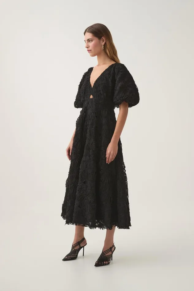 Aje Dresses Florential Textured Midi Dress Black 8211 Women Aje Dresses Florential Textured Midi Dress Black 8211 Women