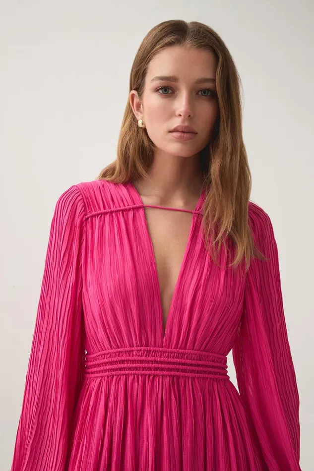 Aje Dresses Genevieve Pleated Midi Dress Azalea Pink 8211 Women Aje Dresses Genevieve Pleated Midi Dress Azalea Pink 8211 Women