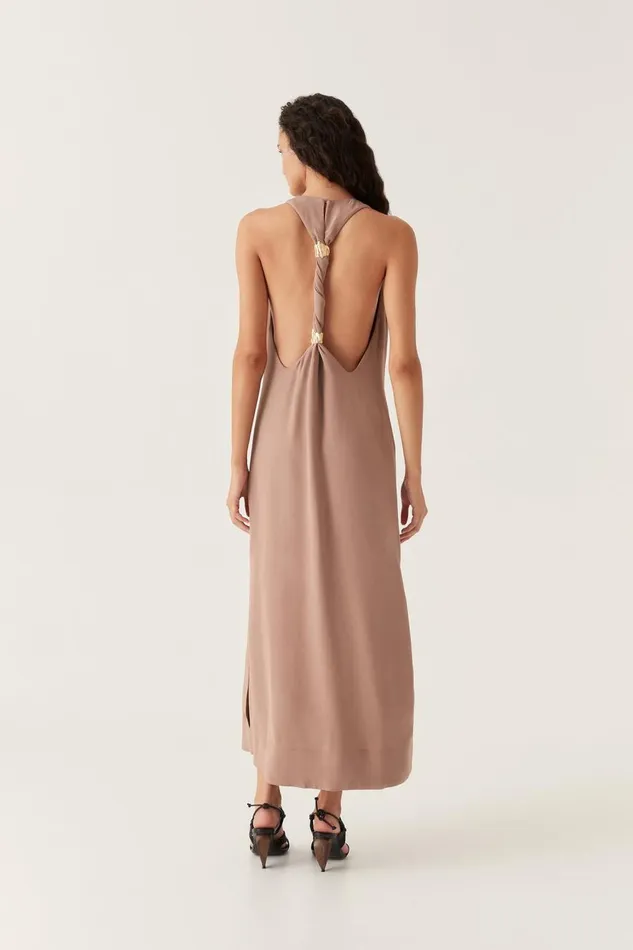Aje Dresses Intrigue Twist Back Midi Dress Chocolate Brown 8211 Women