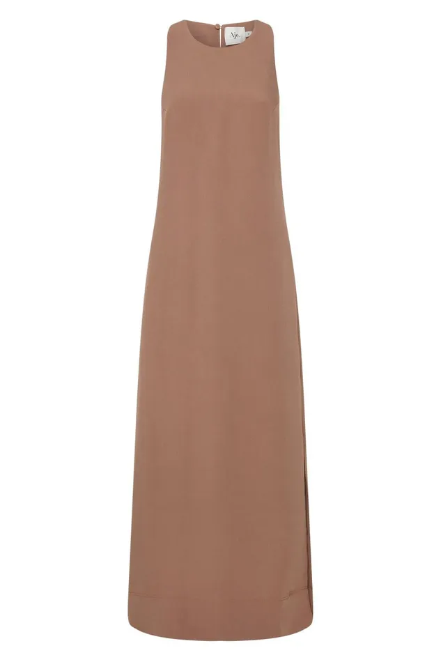 Aje Dresses Intrigue Twist Back Midi Dress Chocolate Brown 8211 Women Aje Dresses Intrigue Twist Back Midi Dress Chocolate Brown 8211 Women