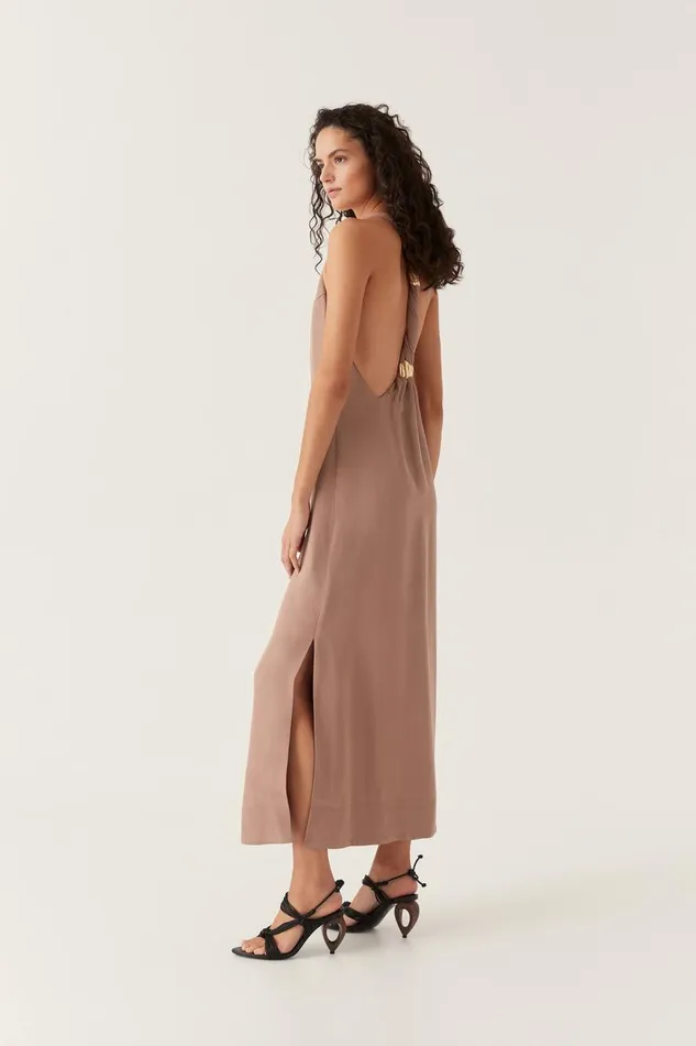 Aje Dresses Intrigue Twist Back Midi Dress Chocolate Brown 8211 Women Aje Dresses Intrigue Twist Back Midi Dress Chocolate Brown 8211 Women