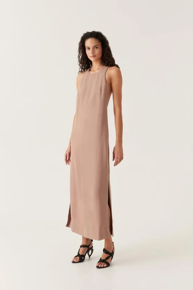 Aje Dresses Intrigue Twist Back Midi Dress Chocolate Brown 8211 Women Aje Dresses Intrigue Twist Back Midi Dress Chocolate Brown 8211 Women
