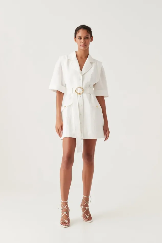 Aje Dresses Lyric Belted Mini Dress Ivory 8211 Women