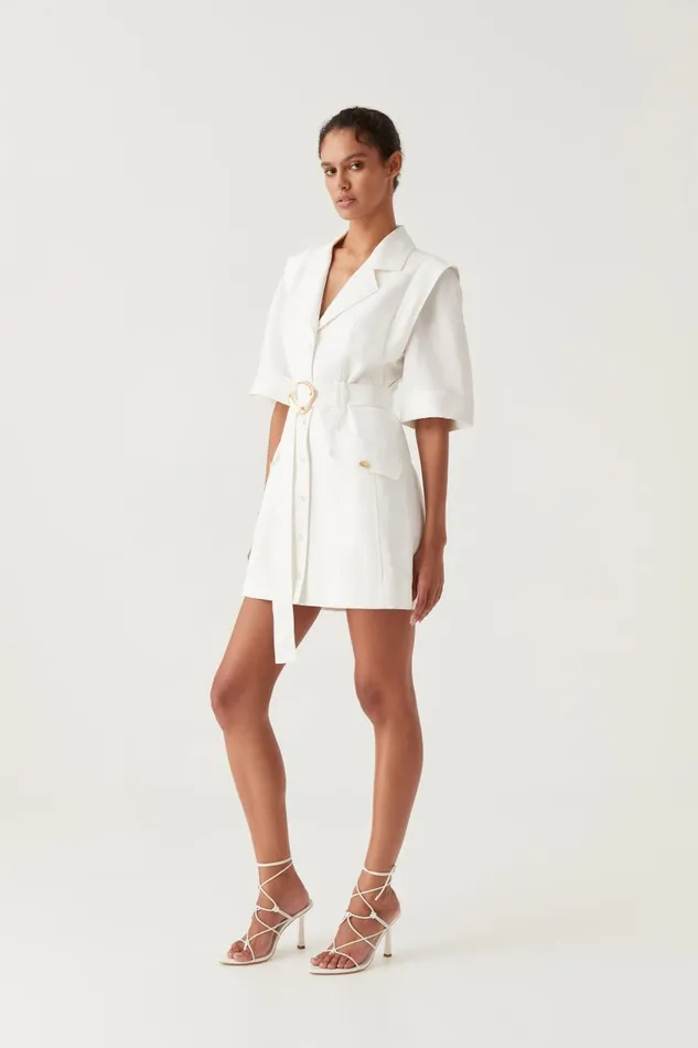 Aje Dresses Lyric Belted Mini Dress Ivory 8211 Women Aje Dresses Lyric Belted Mini Dress Ivory 8211 Women