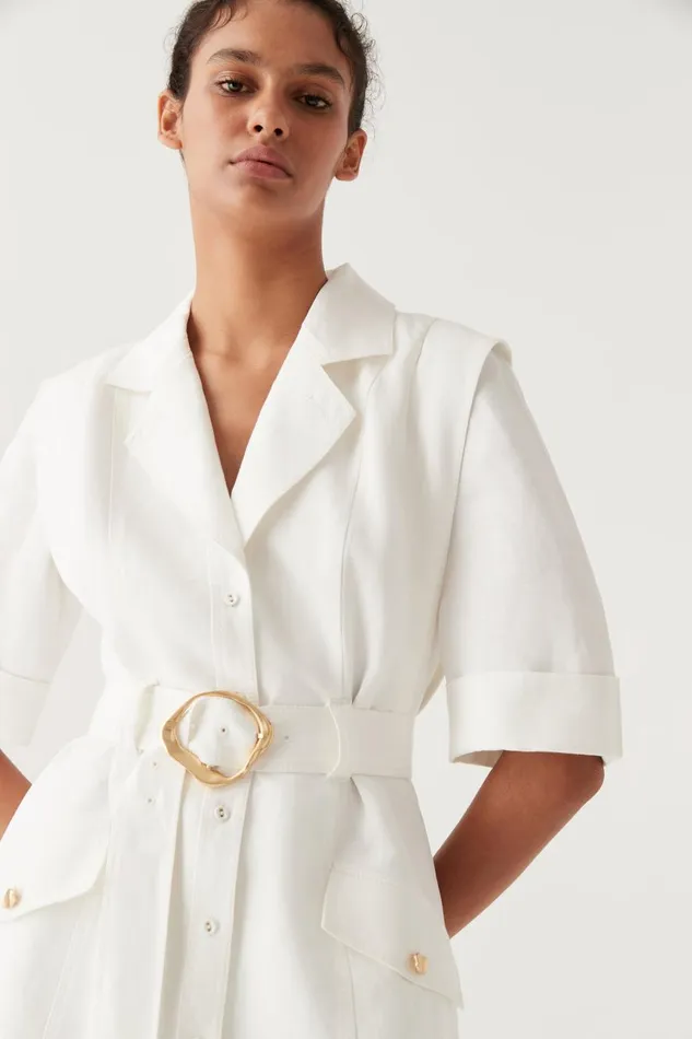 Aje Dresses Lyric Belted Mini Dress Ivory 8211 Women Aje Dresses Lyric Belted Mini Dress Ivory 8211 Women