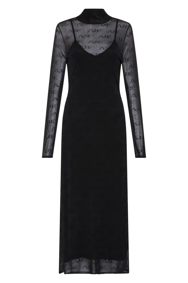 Aje Dresses Metaphor Logo Knit Dress Black 8211 Women Aje Dresses Metaphor Logo Knit Dress Black 8211 Women