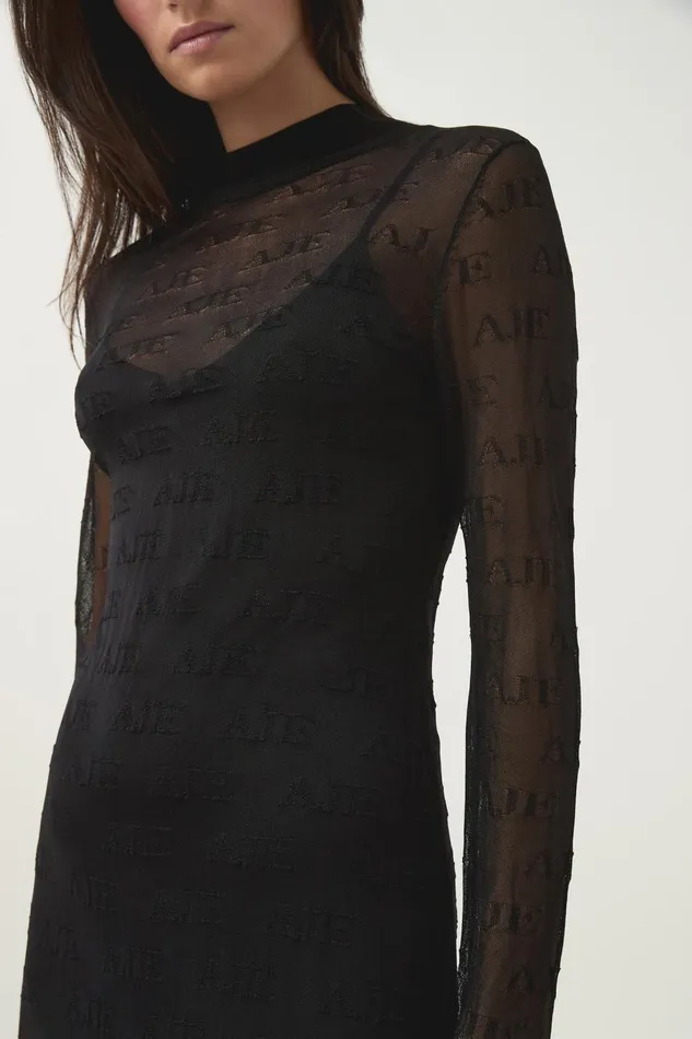 Aje Dresses Metaphor Logo Knit Dress Black 8211 Women Aje Dresses Metaphor Logo Knit Dress Black 8211 Women