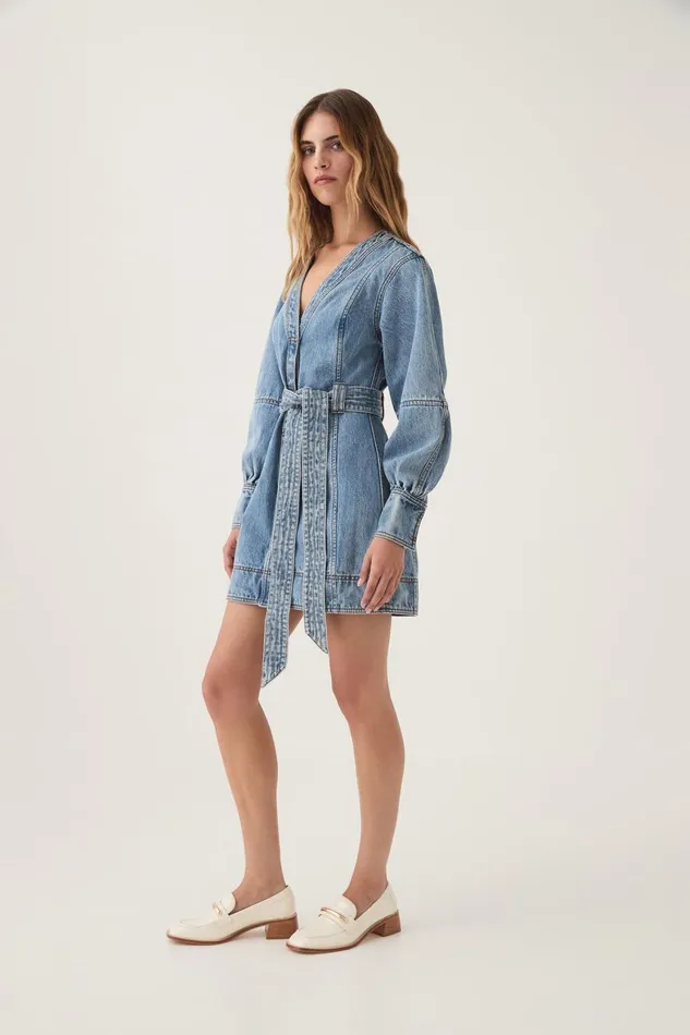 Aje Dresses Outline Denim Mini Dress Coastal Blue 8211 Women Aje Dresses Outline Denim Mini Dress Coastal Blue 8211 Women