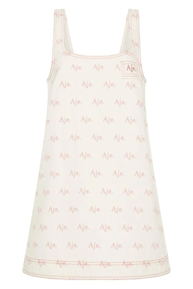 Aje Dresses Ratio Logo Denim Mini Dress Ivoryblush Pink 8211 Women Aje Dresses Ratio Logo Denim Mini Dress Ivoryblush Pink 8211 Women