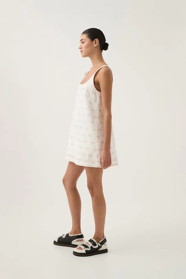 Aje Dresses Ratio Logo Denim Mini Dress Ivoryblush Pink 8211 Women Aje Dresses Ratio Logo Denim Mini Dress Ivoryblush Pink 8211 Women
