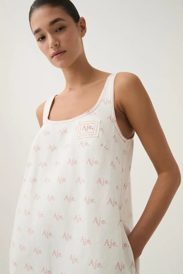 Aje Dresses Ratio Logo Denim Mini Dress Ivoryblush Pink 8211 Women Aje Dresses Ratio Logo Denim Mini Dress Ivoryblush Pink 8211 Women