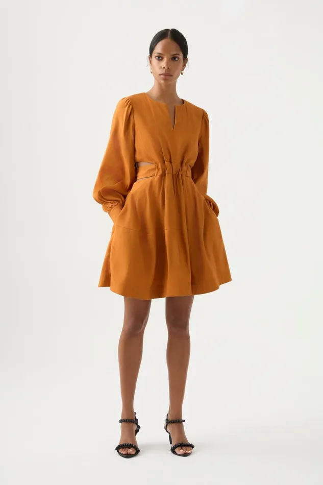 Aje Dresses Spectral VNeck Mini Dress Chestnut Brown 8211 Women