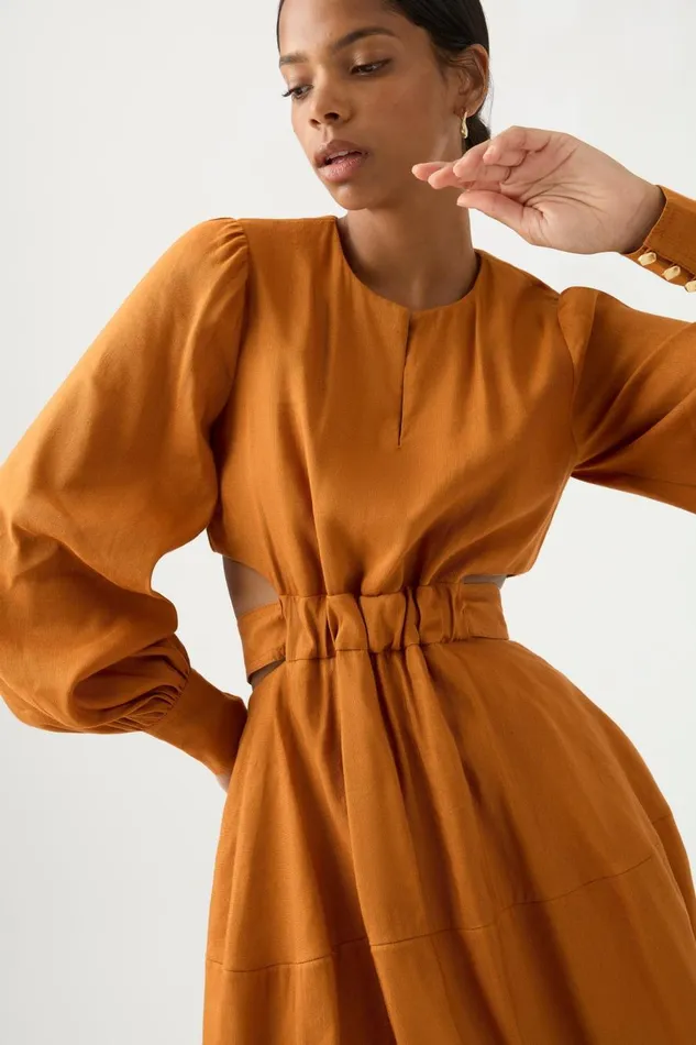 Aje Dresses Spectral VNeck Mini Dress Chestnut Brown 8211 Women Aje Dresses Spectral VNeck Mini Dress Chestnut Brown 8211 Women