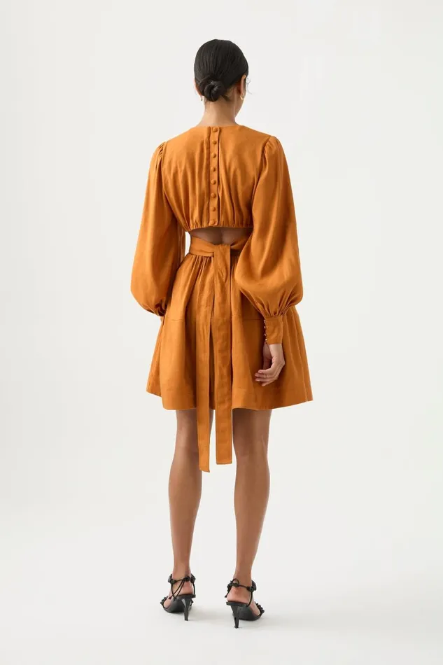 Aje Dresses Spectral VNeck Mini Dress Chestnut Brown 8211 Women Aje Dresses Spectral VNeck Mini Dress Chestnut Brown 8211 Women