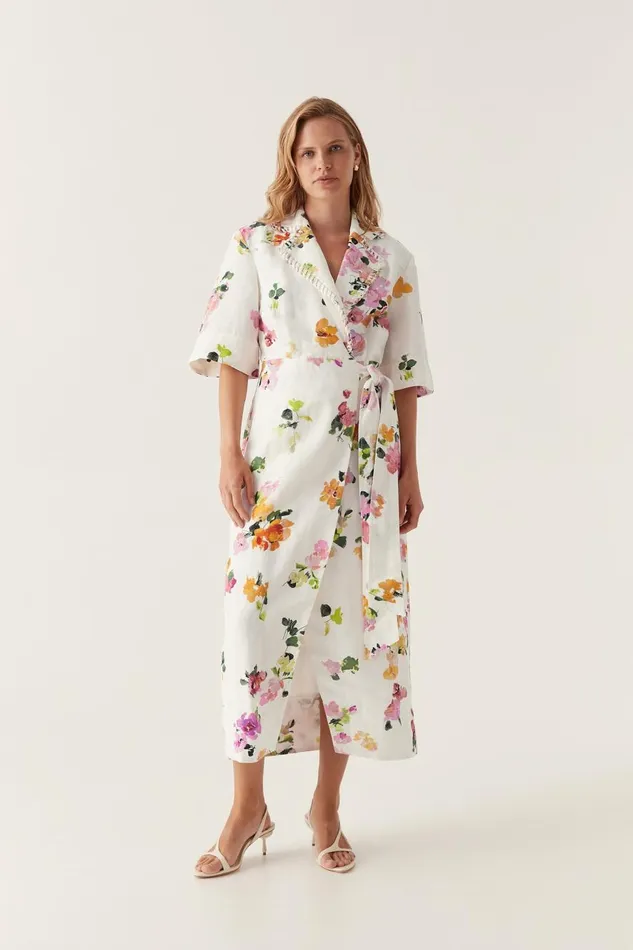 Aje Dresses Tabitha Wrap Front Midi Dress Scattered Floral 8211 Women
