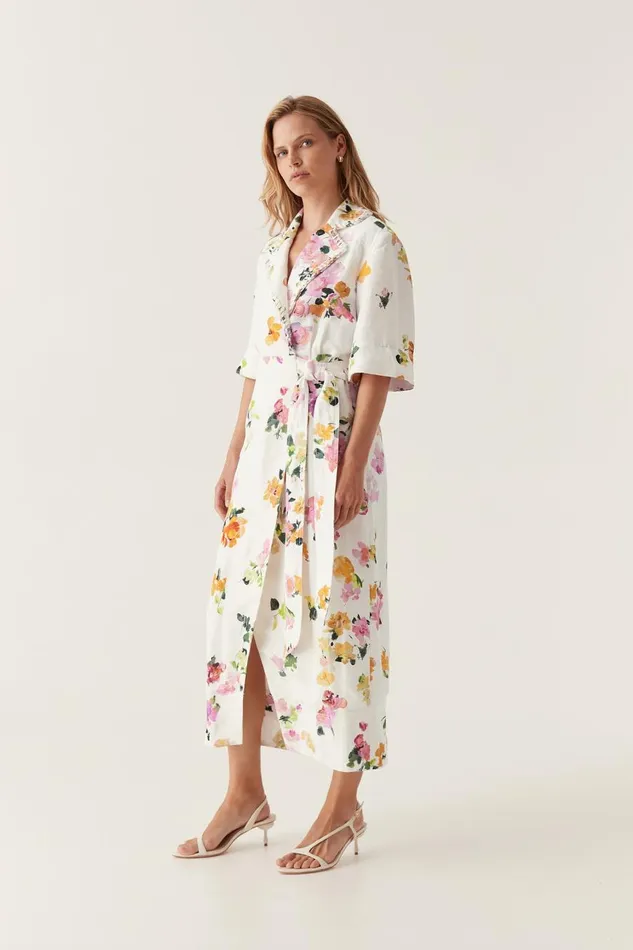 Aje Dresses Tabitha Wrap Front Midi Dress Scattered Floral 8211 Women Aje Dresses Tabitha Wrap Front Midi Dress Scattered Floral 8211 Women