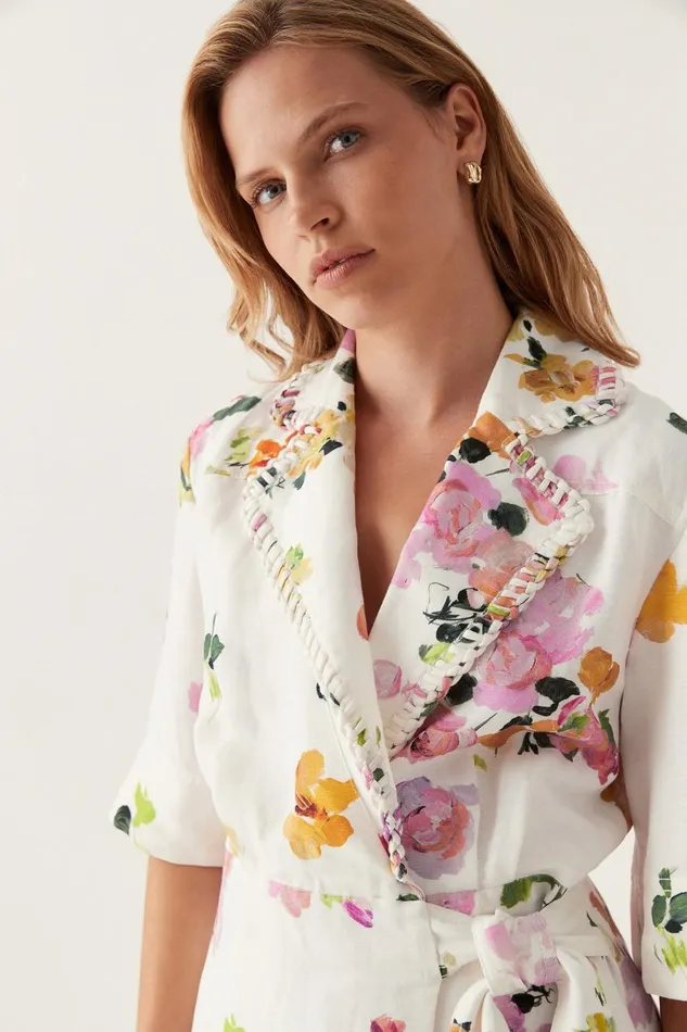 Aje Dresses Tabitha Wrap Front Midi Dress Scattered Floral 8211 Women Aje Dresses Tabitha Wrap Front Midi Dress Scattered Floral 8211 Women