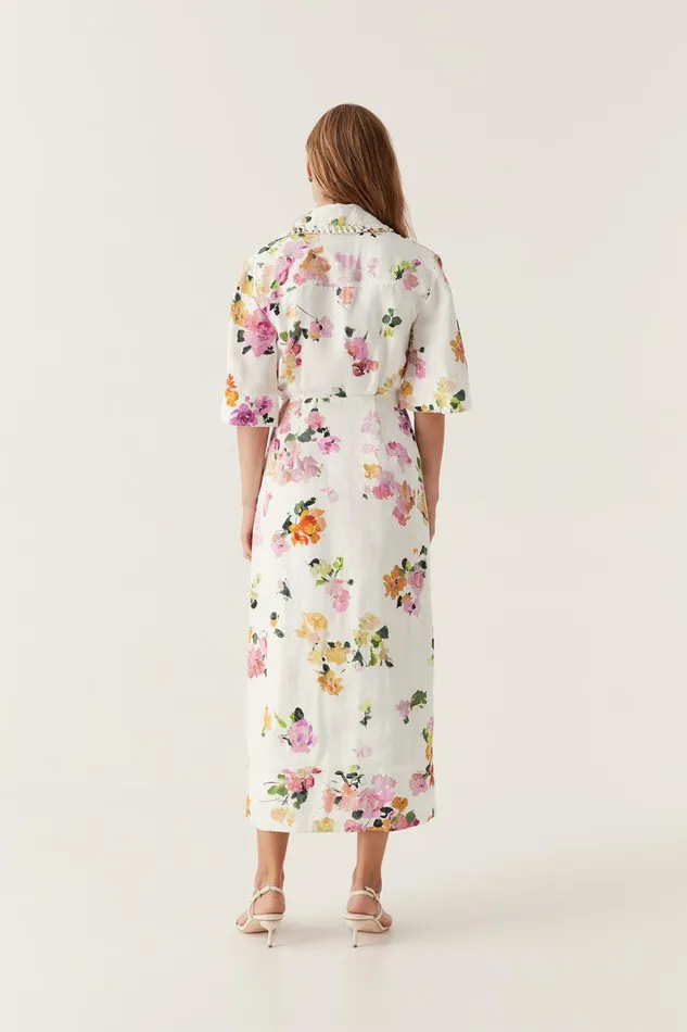 Aje Dresses Tabitha Wrap Front Midi Dress Scattered Floral 8211 Women Aje Dresses Tabitha Wrap Front Midi Dress Scattered Floral 8211 Women