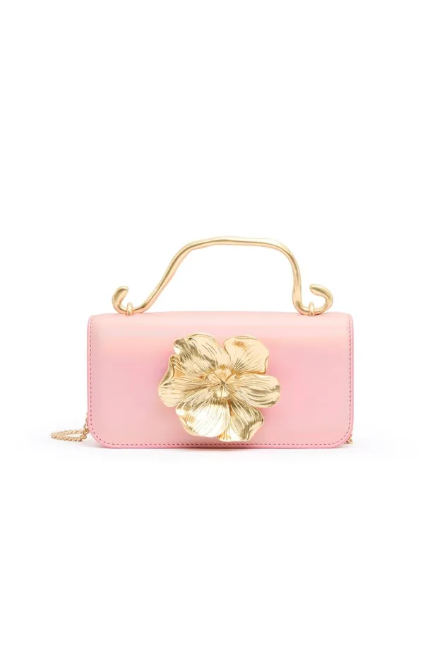 Aje Handbags and Wallets Alessia Flower Clutch Pink Metallic 8211 Women Aje Handbags and Wallets Alessia Flower Clutch Pink Metallic 8211 Women