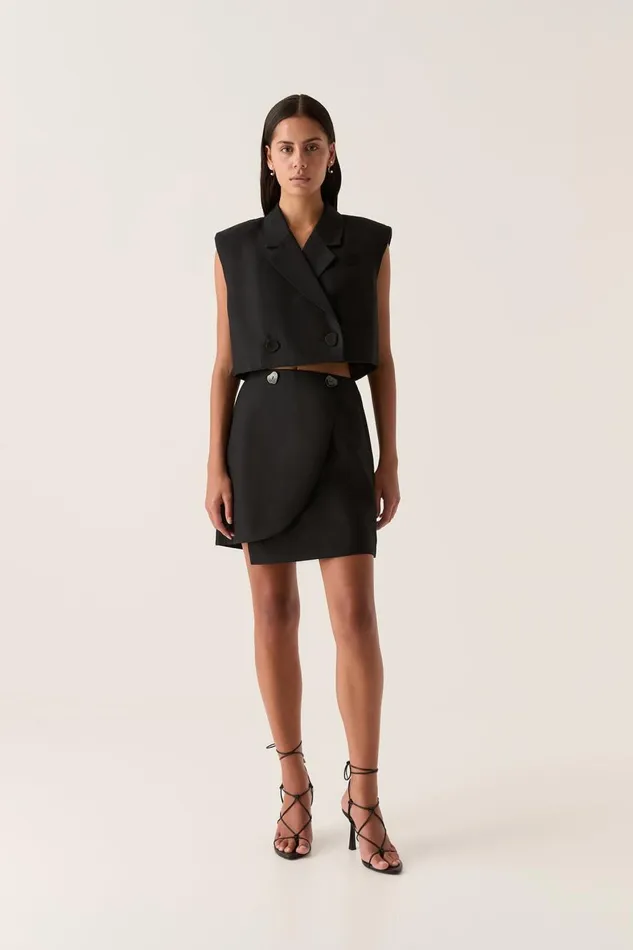 Aje Matching Sets Flight Asymmetric Wrap Skirt Black 8211 Women