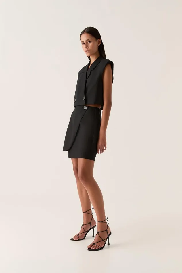 Aje Matching Sets Flight Asymmetric Wrap Skirt Black 8211 Women