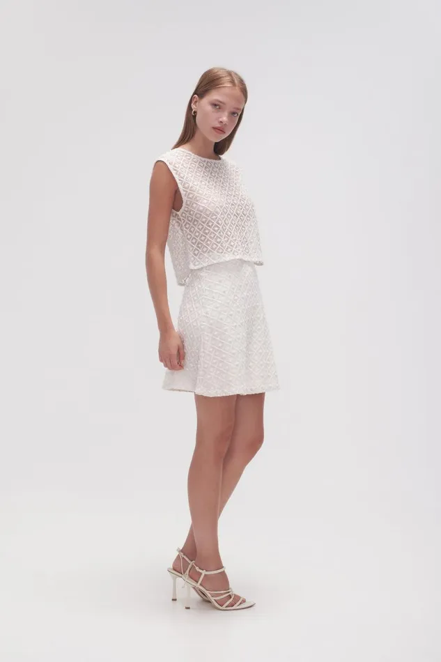 Aje Matching Sets Freya Diamond Pearl Mini Skirt Ivory 8211 Women