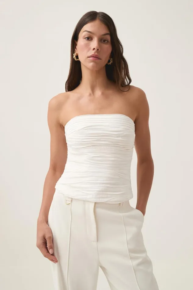 Aje Matching Sets Sunbeam Ruched Bustier Ivory 8211 Women Aje Matching Sets Sunbeam Ruched Bustier Ivory 8211 Women