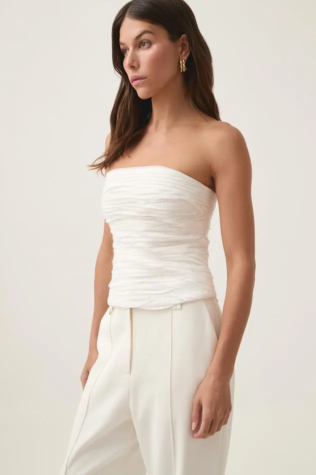 Aje Matching Sets Sunbeam Ruched Bustier Ivory 8211 Women Aje Matching Sets Sunbeam Ruched Bustier Ivory 8211 Women