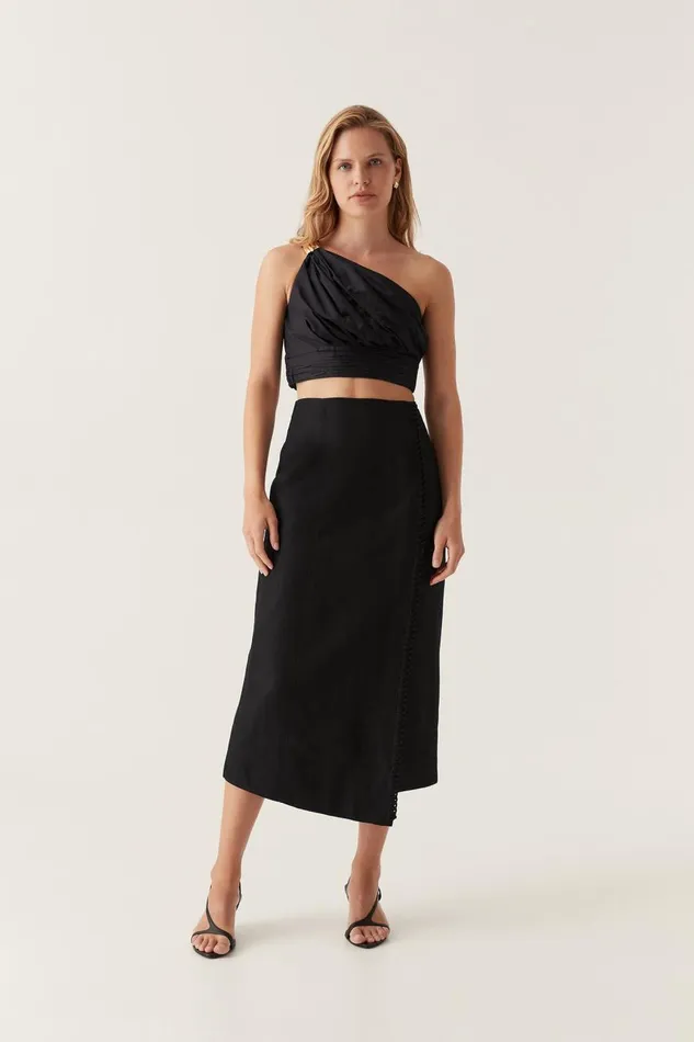 Aje Matching Sets Theory Cinched Midi Skirt Black 8211 Women