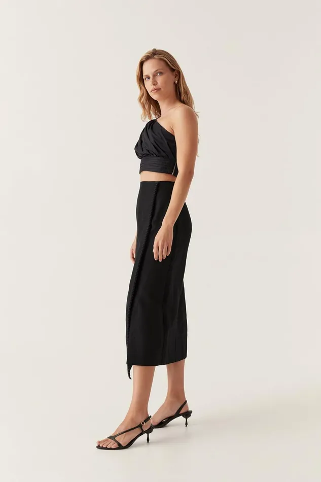 Aje Matching Sets Theory Cinched Midi Skirt Black 8211 Women