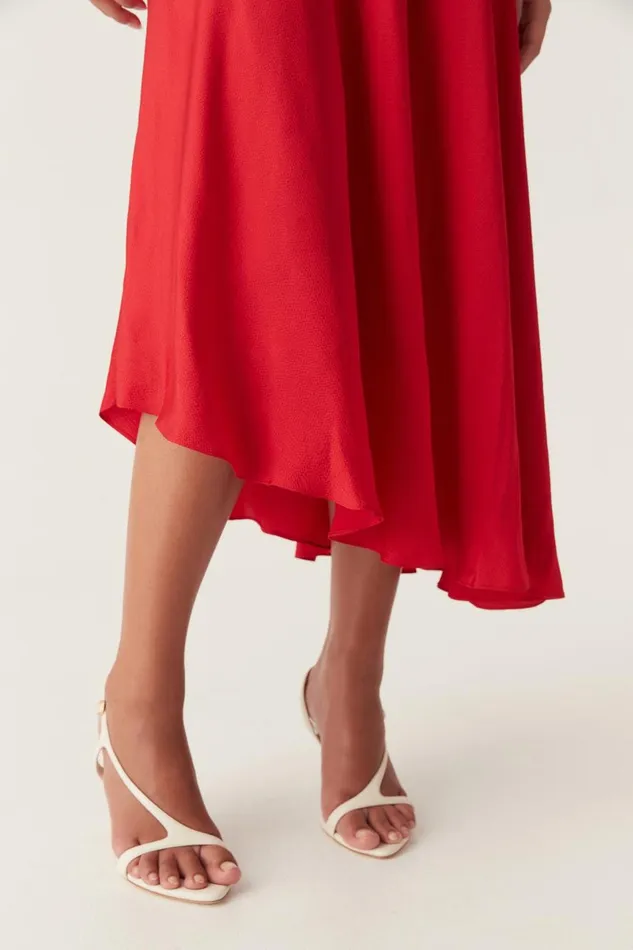 Aje Matching Sets Valeria Asymmetric Midi Skirt Scarlet Red 8211 Women