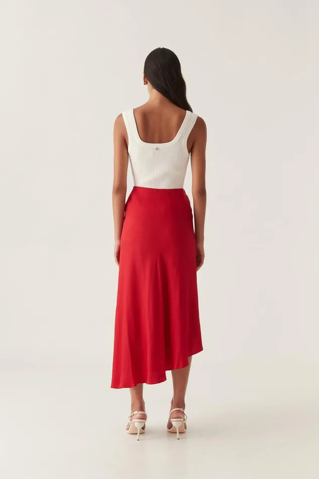 Aje Matching Sets Valeria Asymmetric Midi Skirt Scarlet Red 8211 Women