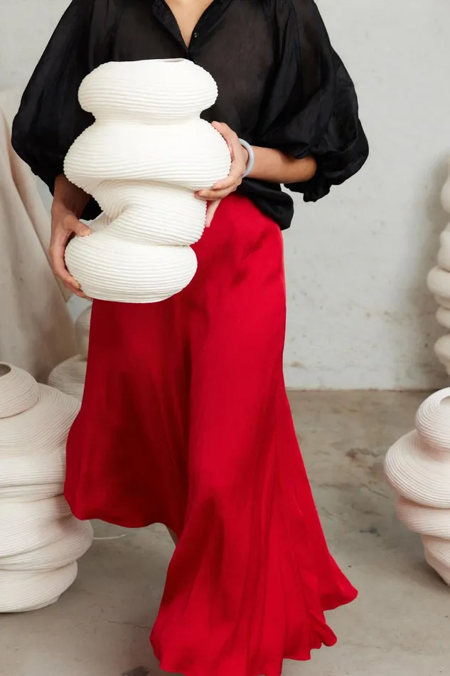 Aje Matching Sets Valeria Asymmetric Midi Skirt Scarlet Red 8211 Women